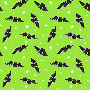 Here We Glow - Green Tossed Bats Fabric