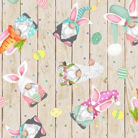 Pastel Hopping Gnomes - Minky Easter Fabric