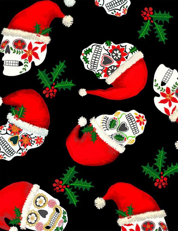 Christmas Sugar Skulls Fabric