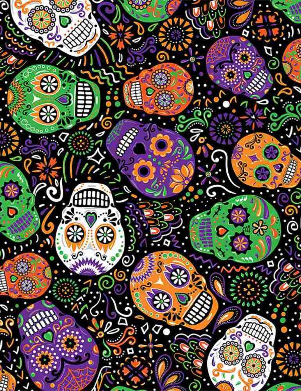 Day of the Dead - Mardi Gras Skulls Fabric
