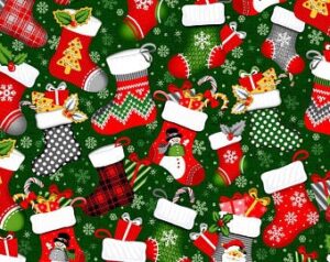 Noel - Christmas Stockings - Green Fabric