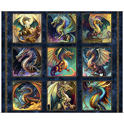 Dragon Fyre - Large Picture Patches - Navy