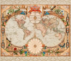 Library of Rarities - Antique Map Panel