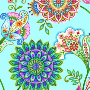 Caravan - Floral Medallion Vines - Blue