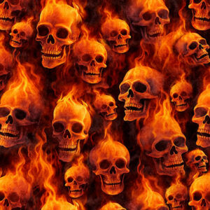 Flaming Skulls - Burnt Orange