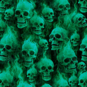 Flaming Skulls - Jade