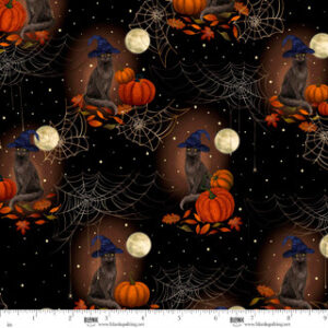 Harvest Haunt - Black Cats with Witch Hats and Pumpkins